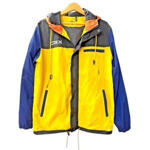 Something After Forever Windbreaker Women Small Pre-Owned Yellow Blue Colorblock